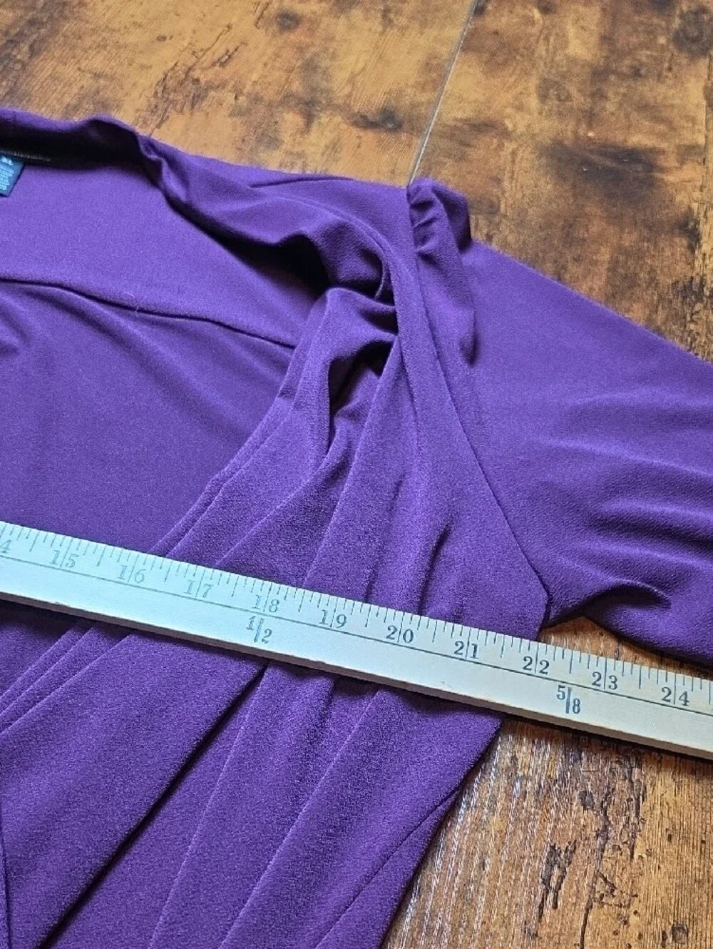 WHITE HOUSE BLACK MARKET | Purple Faux Wrap Ruched Long Sleeve Blouse Top | XL